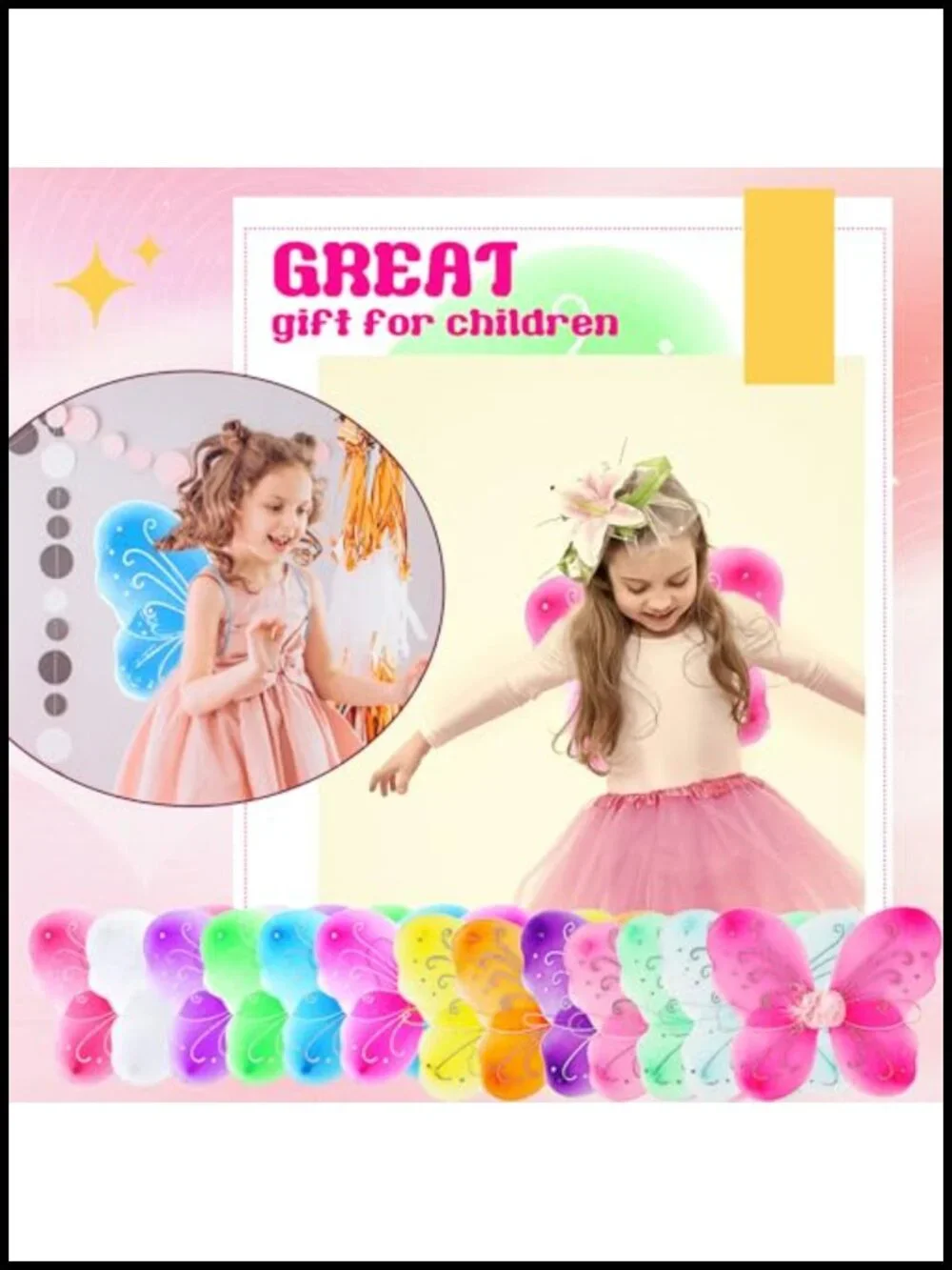 26 Pack Fairy Wings Bulk Butterfly Costume Wings for Kids Cosplay Party Dress Up